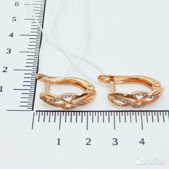 Золотые серьги с фианитом