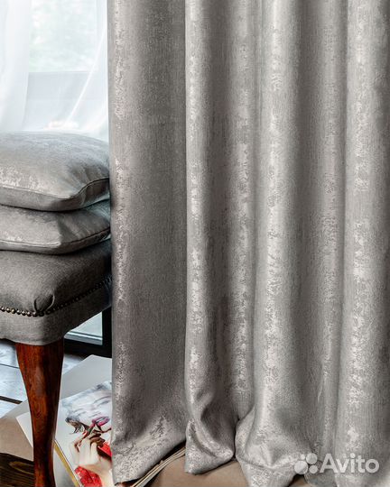 Комплект штор мрамор Зарина Светло-серый