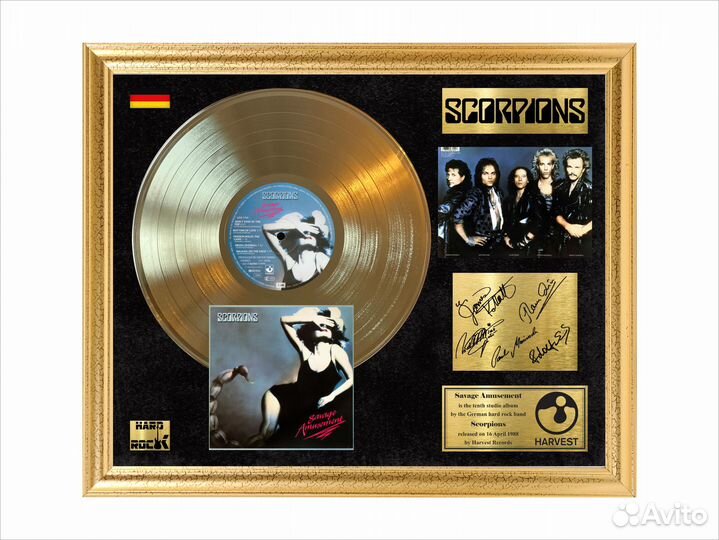Золотой виниловый диск Scorpions Savage Amusement
