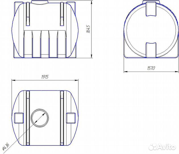 Горизонтальная пластиковая емкость для воды 3000 л