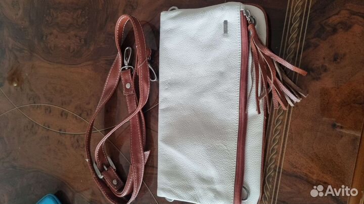 Клатч-сумка нат.кожа с плечевым ремнем