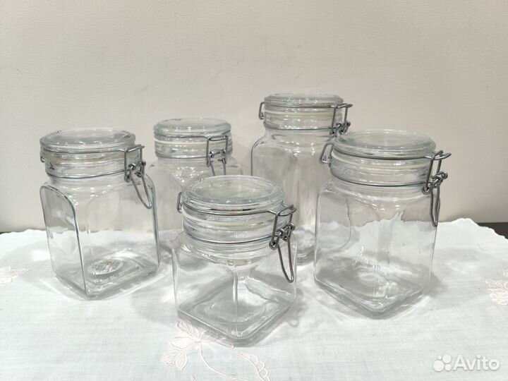 Банки стеклянные с бугельным замком 5 шт