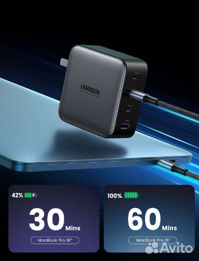 Зарядное устройство Ugreen CD226 USB-A+3xUSB-C 100