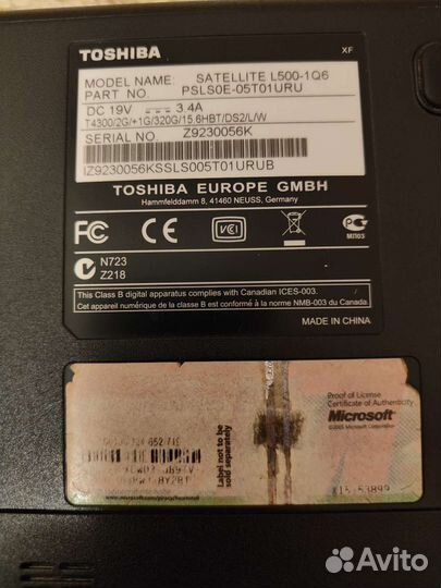 Ноутбук Toshiba Satellite L500-1Q6