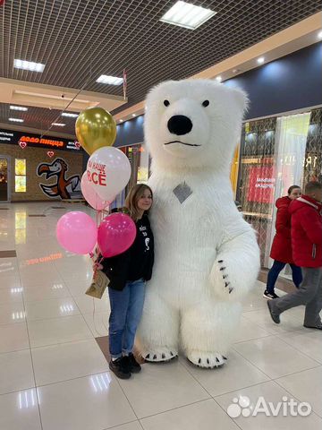 Новый Ростовой костюм медведь Белый 2,6 м