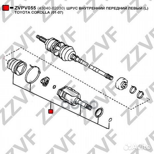 Шрус внутренний передний левый (L) toyota corol