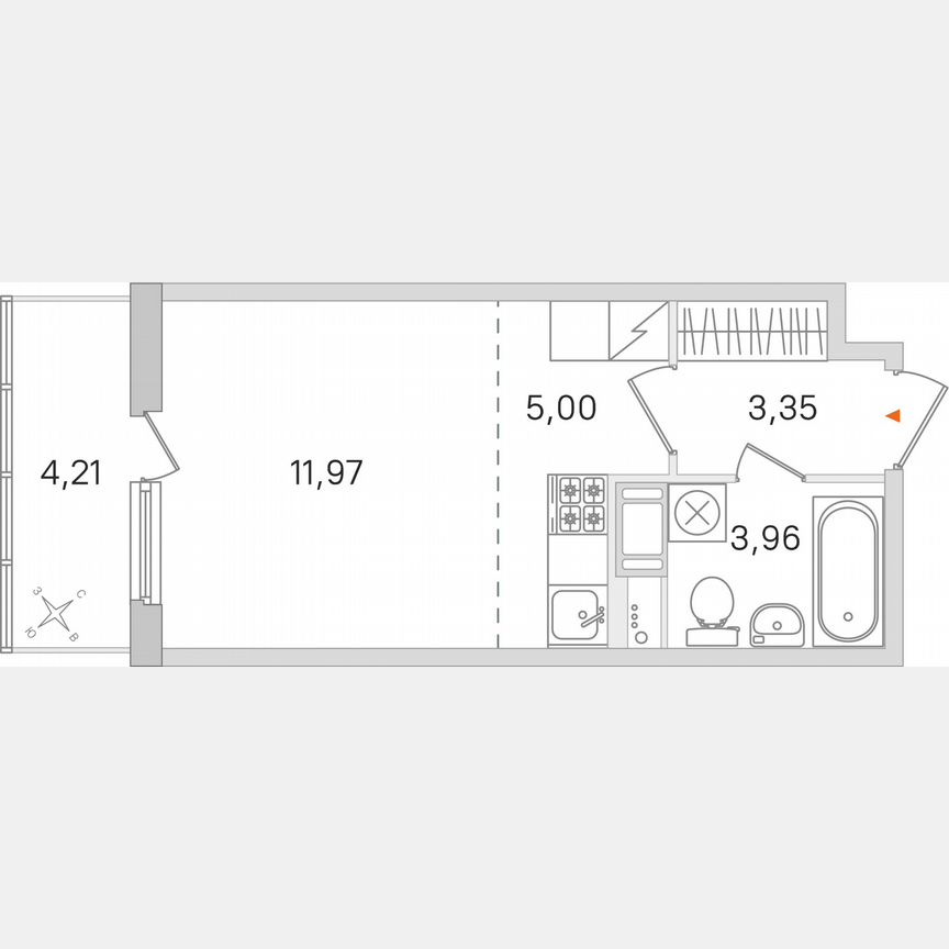 Квартира-студия, 25,5 м², 7/8 эт.