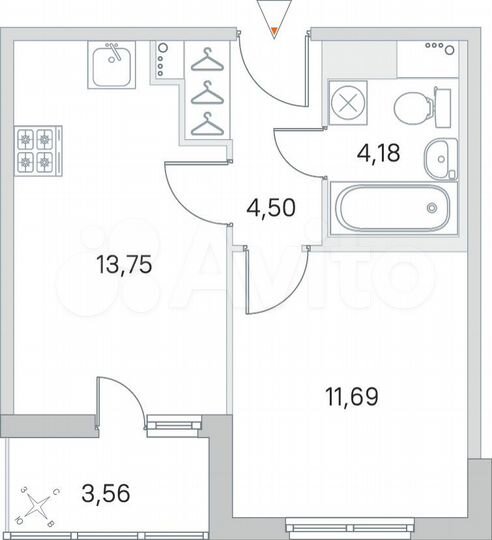 1-к. квартира, 35,9 м², 5/8 эт.