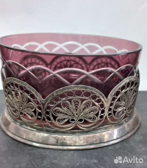 Конфетница цветное стекло СССР