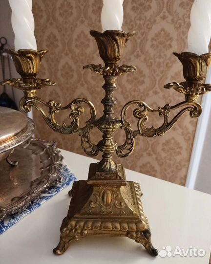Старинный бронзовый подсвечник