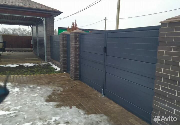 Распашные ворота установка произв Alutech доставка
