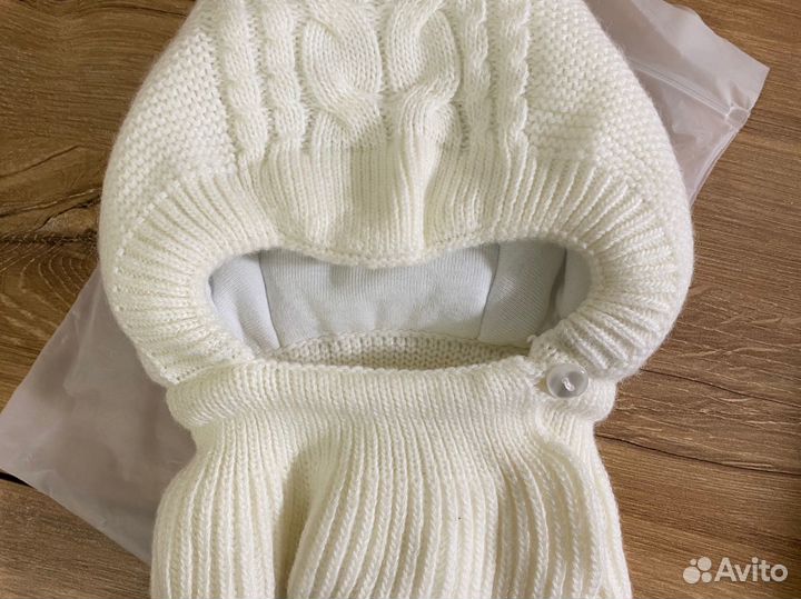 Шапка шлем для малыша журавлик 42 44