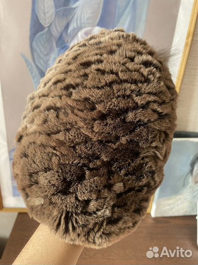 Шапка женская вязаная кролик