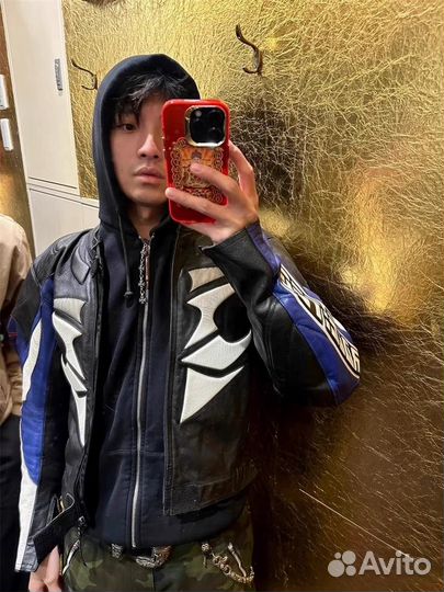 Кожаный бомбер Vetements Racing tribal Leather