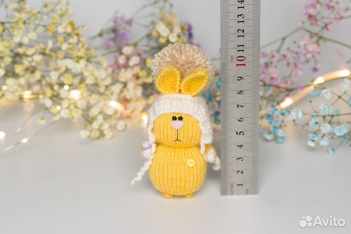 Вязаный заяц Солнечный зайчик, пасхальный кролик