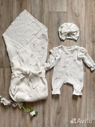 Конверт-одеяло на выписку из муслина