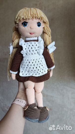 Вязаная кукла школьница, первоклассница,выпускница