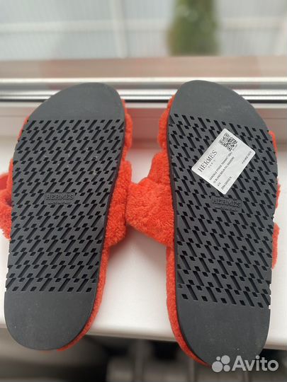 Меховые тапочки Hermes