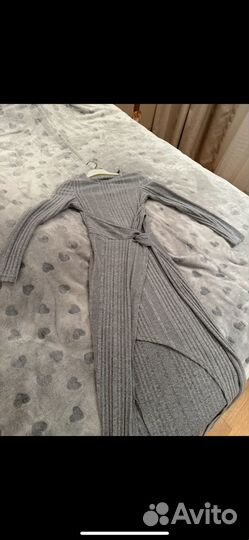 Зимнее серое платье