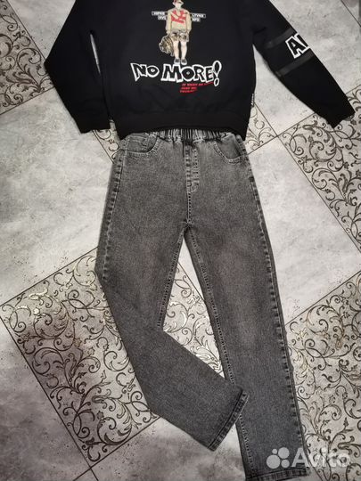 Пакетом для мальчика. Джинсы и свитшот. 158 см