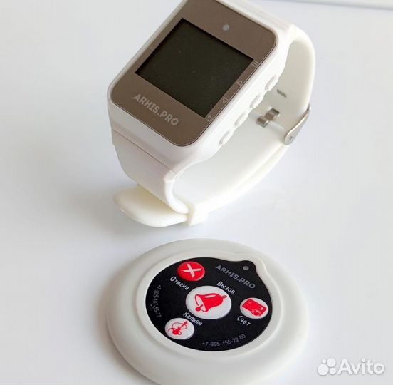 Кнопка вызова официанта Слим в ассортименте, часы