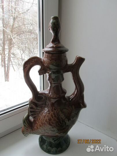 Кувшин большой заливная глина