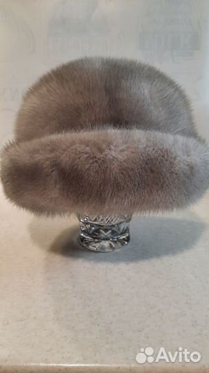 Шапка норковая 58 размер женская цвет Сапфир