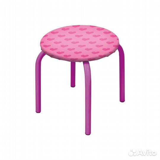 Табурет 330х330х280 мм с сердечками на розовом