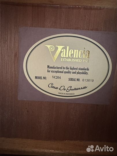 Гитара valencia vc204