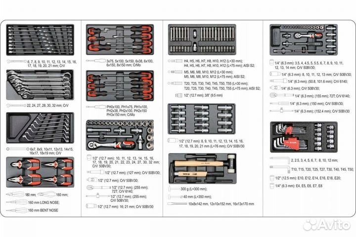 Инструментальная тележка yato 185 предметов YT-553