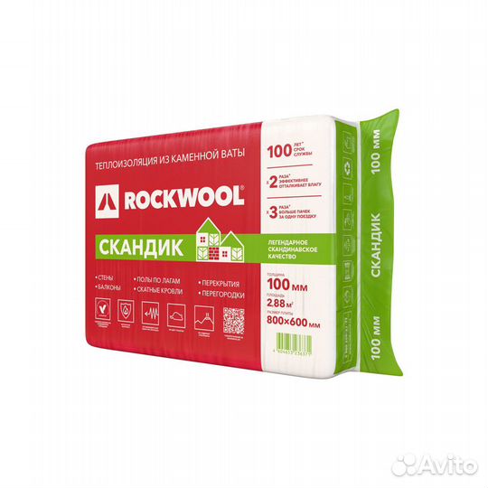 Теплоизоляция Rockwool Лайт Баттс Скандик 100мм