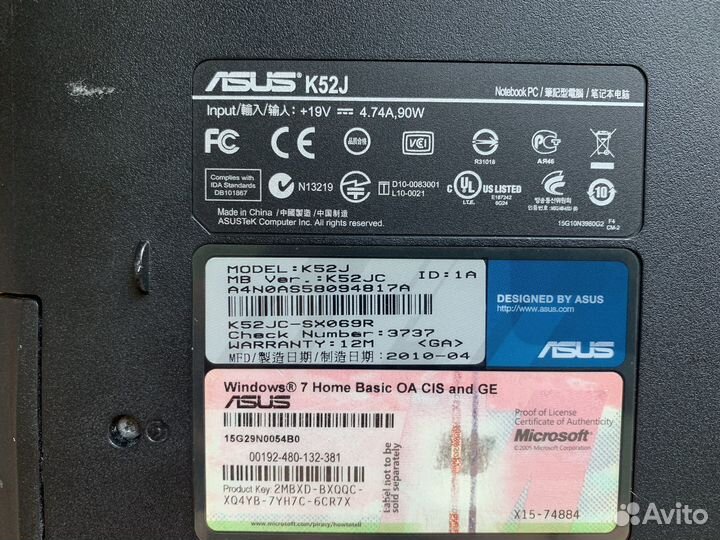 Ноутбук asus k52j