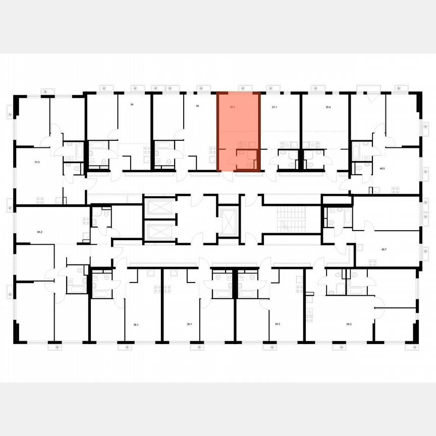 Квартира-студия, 21,1 м², 14/25 эт.