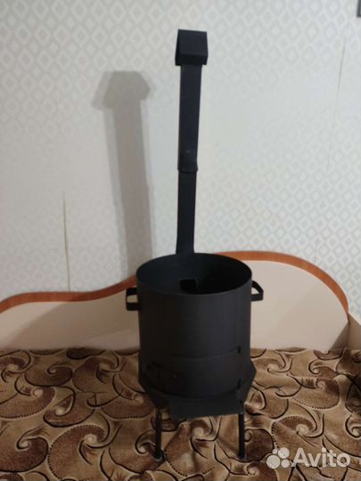 Печь для казана с дверцей и трубой 12л