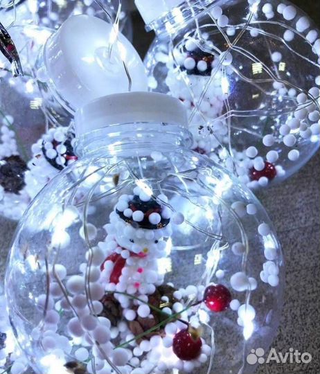 Гирлянда шторы шарики с игрушкой 