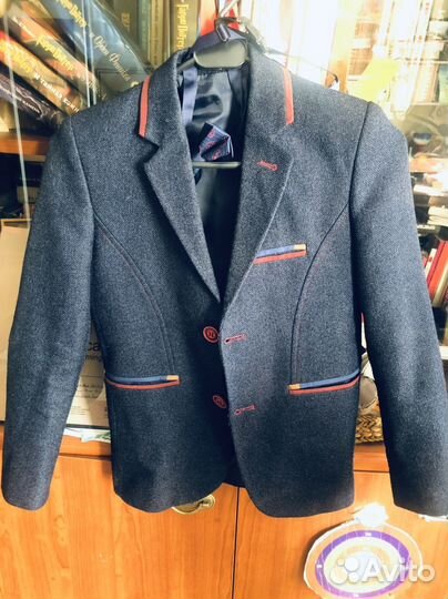 Пиджак для мальчика р 128-134 темно-стний