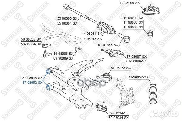 87-98052-SX сайлентблок рычага пер. Toyota Cor