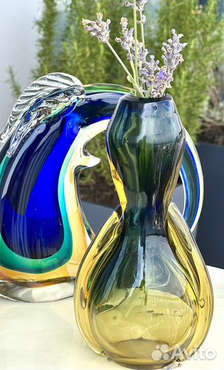 Чешское цветное стекло ваза