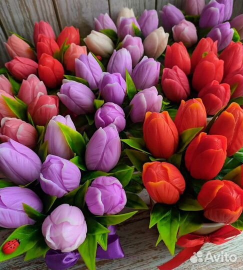 Букет из мыла ручной работы тюльпаны