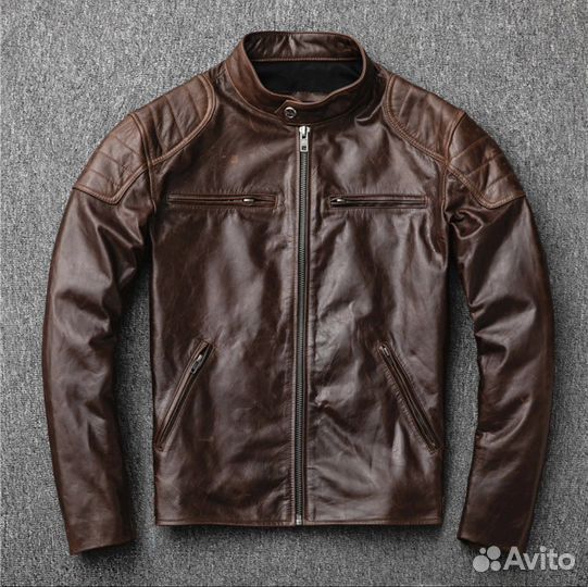 Мото куртка из натуральной кожи