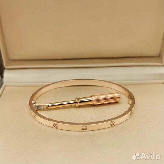 Браслет Cartier Love розовое золото 0,12ct