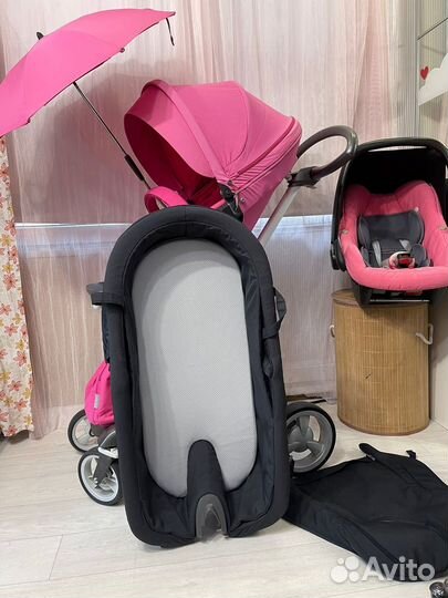 Stokke xplory v4 2 в 1 pink + автолюлька