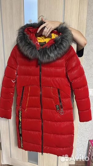 Зимняя куртка до колена размер 42-44