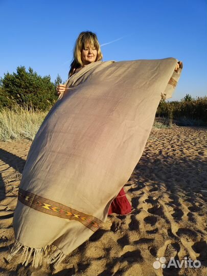 Платок палантин шерсть Гималаи новый ручная работа