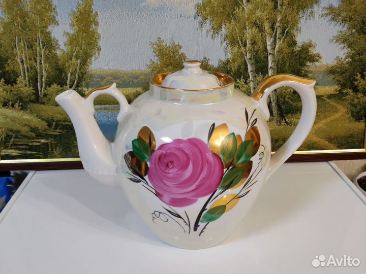 Чайник доливной фарфоровый СССР Дулево