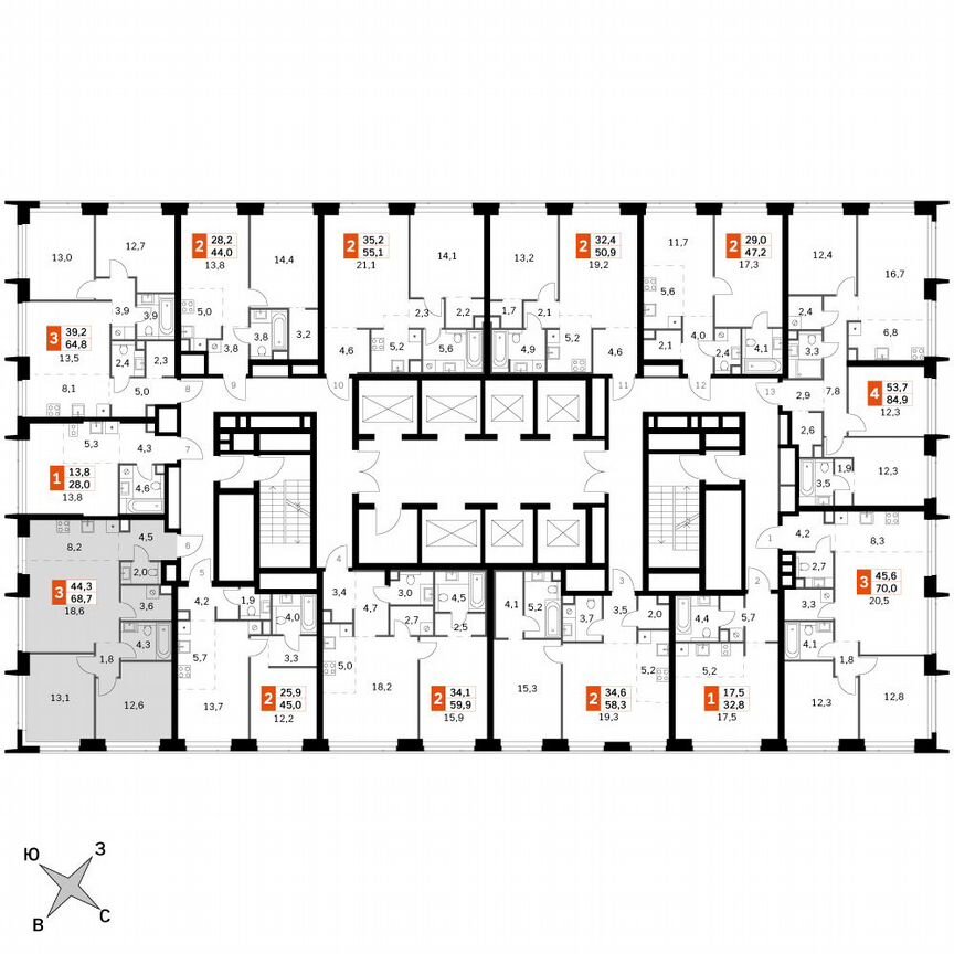 2-к. квартира, 68,7 м², 40/40 эт.