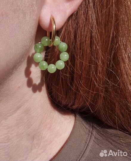 Серьги конго с перидотом