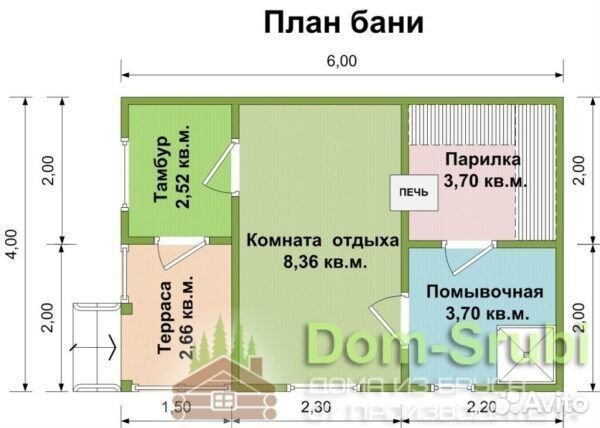 Кронштадт-Хорошая надёжная Баня из бруса Б-7 (4х6)