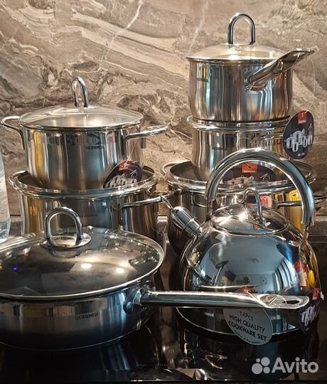Набор посуды из нержавейки bergner 14 пред оригин
