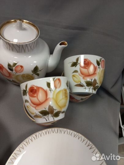 Сервиз чайный Букет чайных роз Фарфор лфз